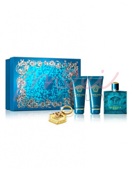 Versace Eros, Edt 100ml + 100ml Żel pod prysznic + 100ml balzám po holení + Brelok do kluczy