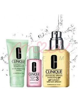 Clinique 3 Step Great Skin Care Combination Oily Woman 125 ml Dramatically Diff. Mois. Gel + 30 ml Liquid Facial Soap Oily + 30 ml Clarifying Lotion 3 Suchá až smíšená pleť darčeková sada